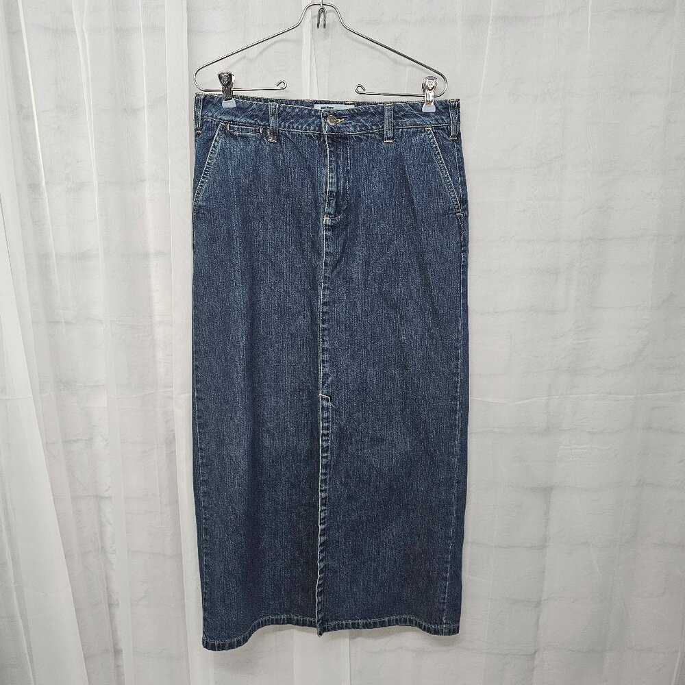 Vintage Old Navy Blue Jeans Denim Maxi Skirt Y2K Preppy Boho 10